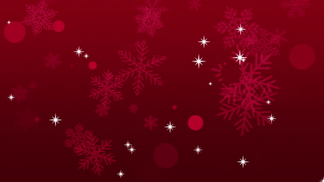 White-snowflakes-and-glitters-falling-on-red-gradient