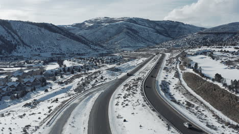 flyover in winter over expressway in colorado