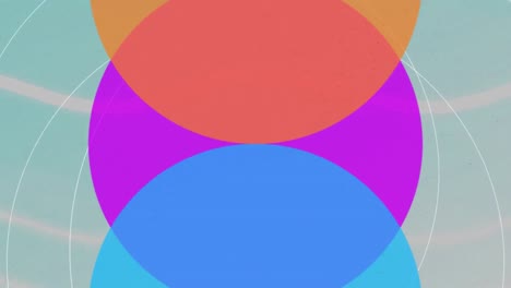 animation of vibrant colour circles over patterned blue background