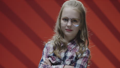 excited girl with glasses