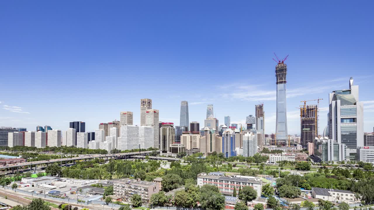 el horizonte de pekín en el lapso de tiempo