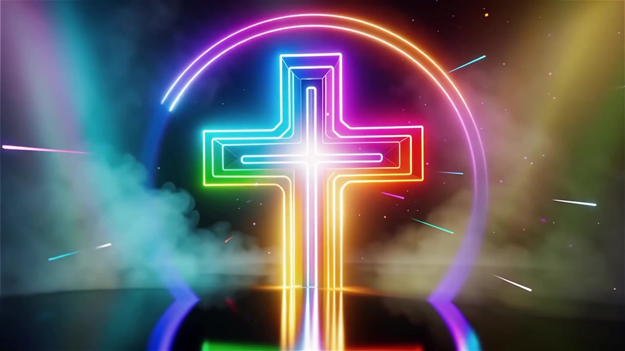 Croce Cristiana Luce Celestiale Sfondo per il Culto.