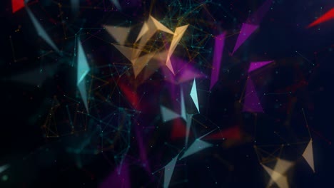 fondo de plexo colorido, plexo de líneas abstractas, triángulos y puntos. animaciones de bucle sin costuras 4k. video de stock