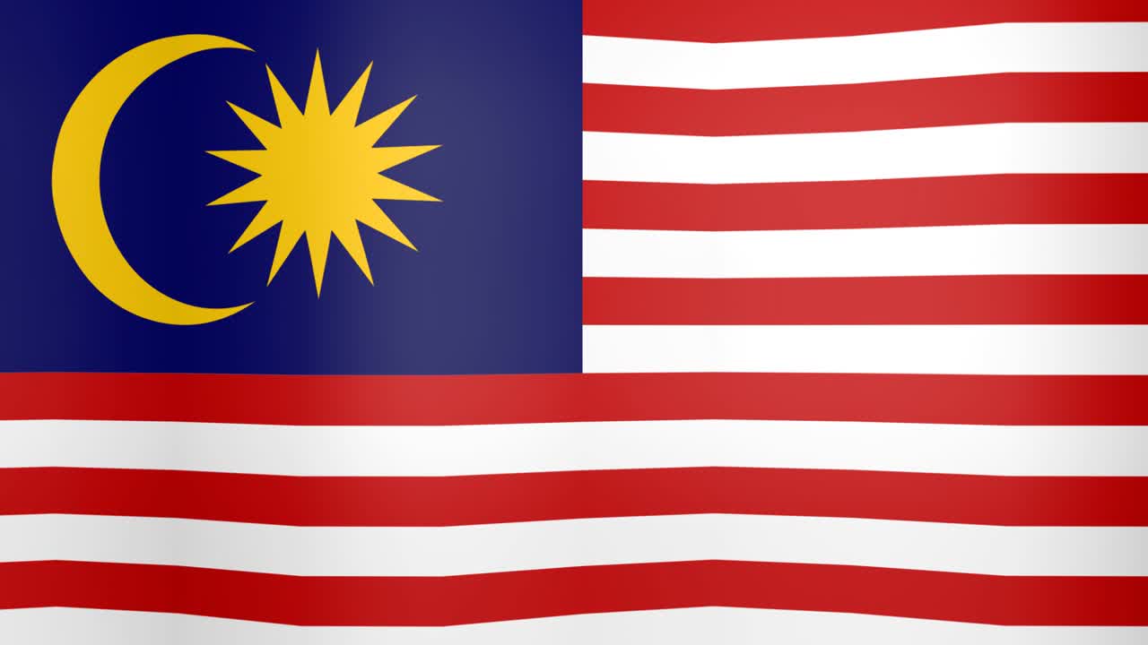 Bandiera della Malesia che sventola, sfondo in loop.