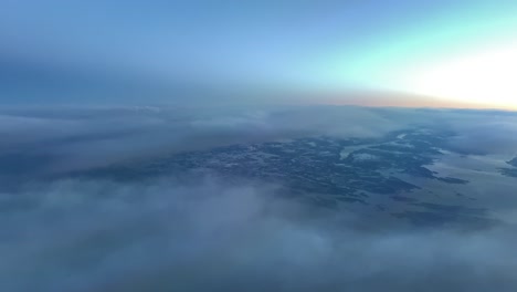 aerial view of the norwegian coast during sunrise