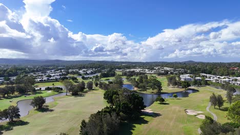 aerial view of a golf course community