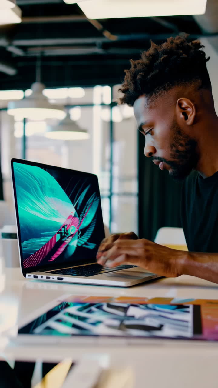 Professionals Working on Laptops in a Modern Office