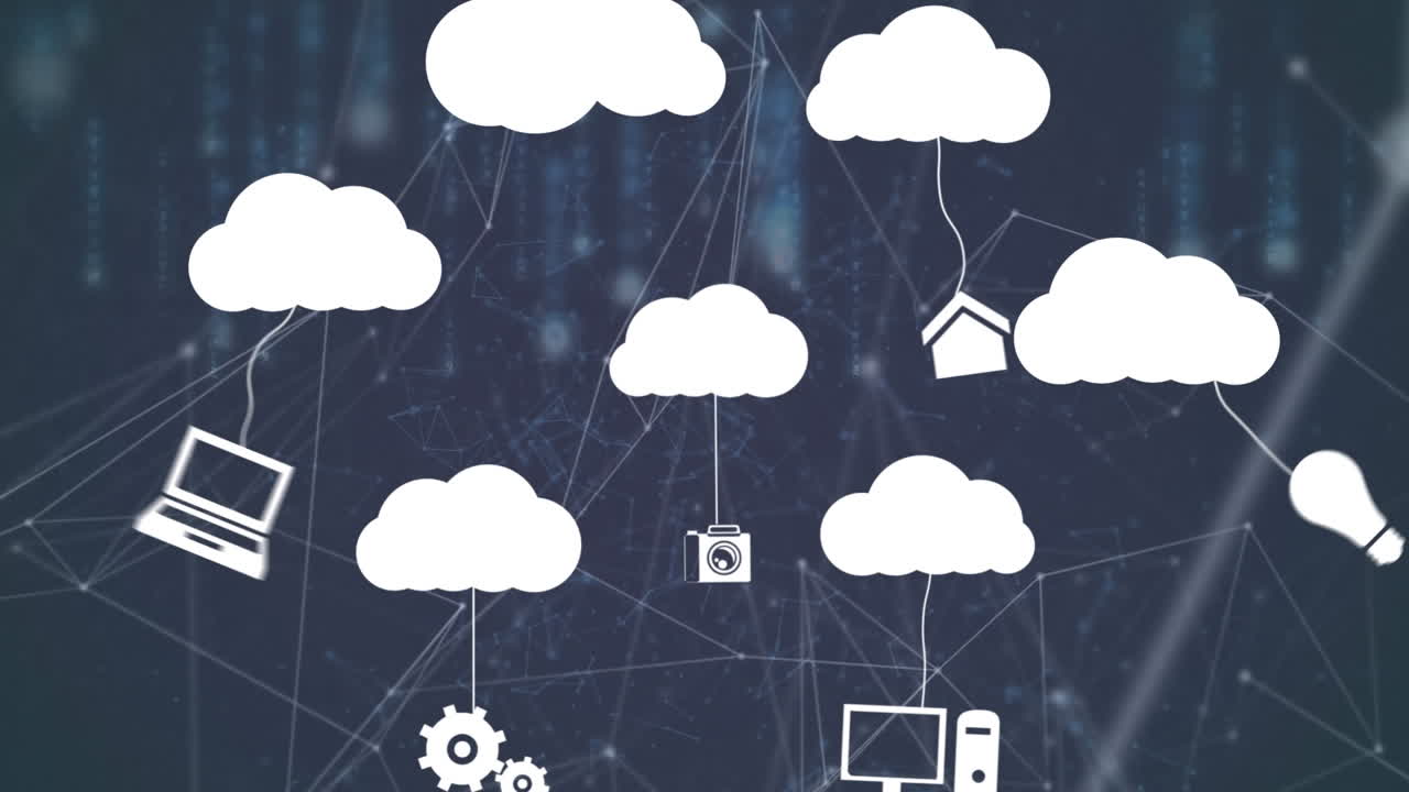 animación de la red de conexiones a través de iconos de medios