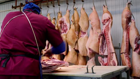 meat processing in a slaughterhouse