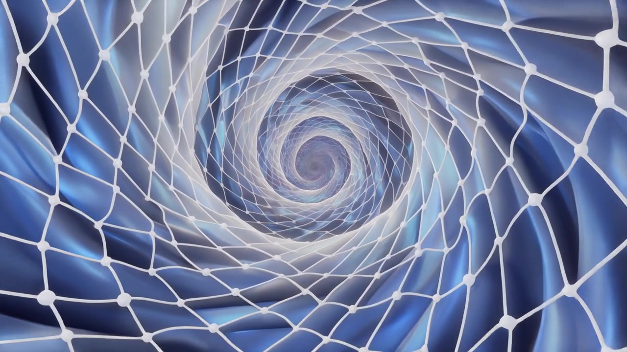 Abstract Digital Tunnel with Glowing Network Mesh