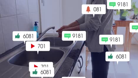 Animación-De-Barras-De-Notificación-Sobre-Un-Hombre-Caucásico-Limpiándose-Las-Manos-Con-Jabón-En-El-Lavabo-De-Casa