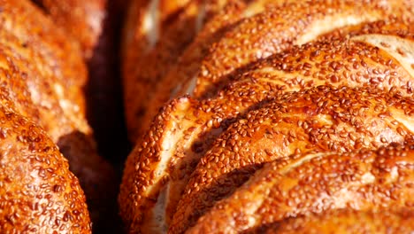 close-up of freshly baked sesame seed bread