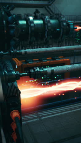 laboratorio futurista con un haz de energía brillante