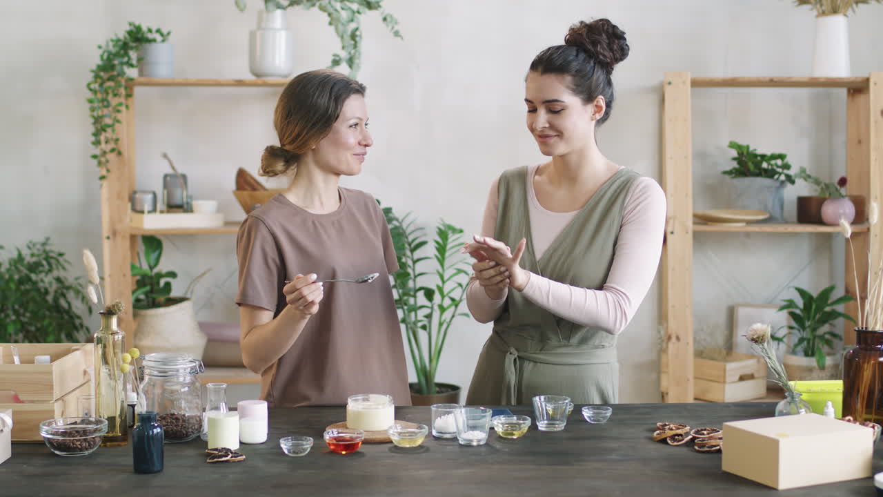 Applying Handmade Cream On Hands