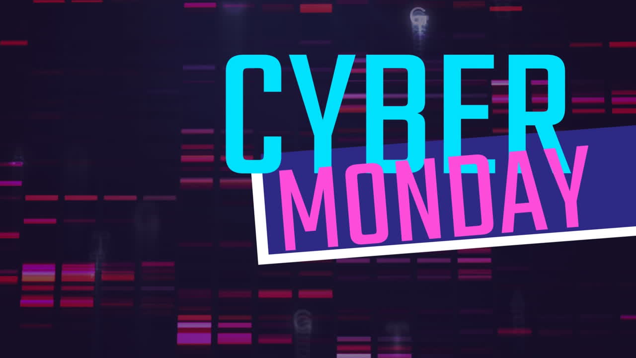 Cyber Monday sign against illuminated background 4k