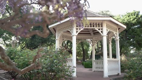 beautiful gazebo structure in the middle of the park