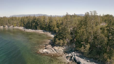 aerial drone view of the pacific ocean coast, texada island british columbia canada oceanfront