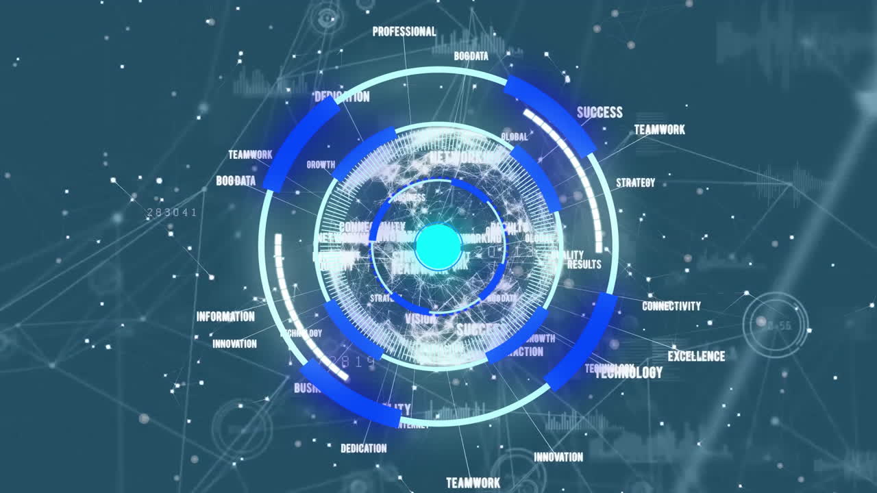 회색 배경에 전 세계 연결 네트워크의 범위 스캔의 애니메이션
