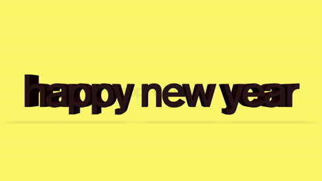 texto de feliz año nuevo rodante en degradado amarillo