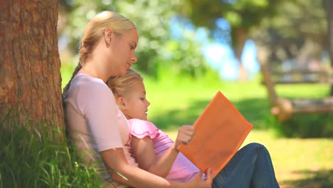 Young-girl-and-her-mother-reading-a-book