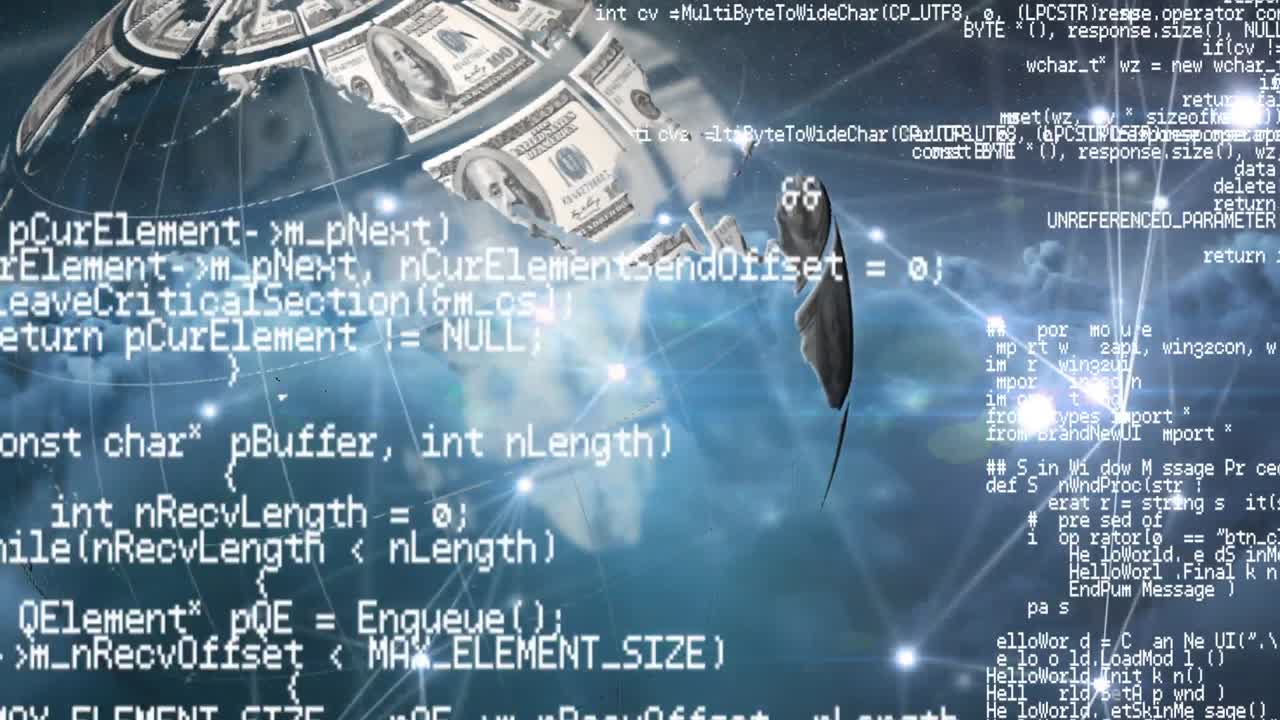 미국 달러로 만들어진 지구와 데이터 처리에 대한 연결 네트워크