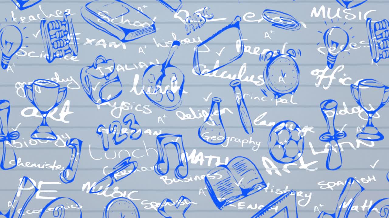 학교 개념 텍스트와 학교 개념 아이콘을  ⁇  줄로 된 종이에 대비합니다.