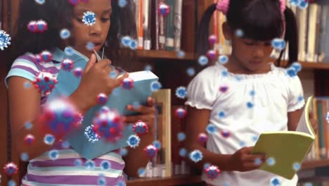 animación de células de coronavirus sobre el aprendizaje de los escolares