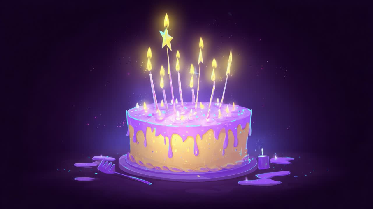 A Beautifully Designed Cake with Colorful Dripping Icing, Twinkling Candles, and Sparkling Stars, Perfect for Celebrations, Birthdays, and Special Occasions, Highlighting Joy and Festivity