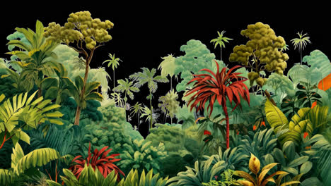 tropical jungle animated overlay, transparent 4k video, alpha channel, prores 4444