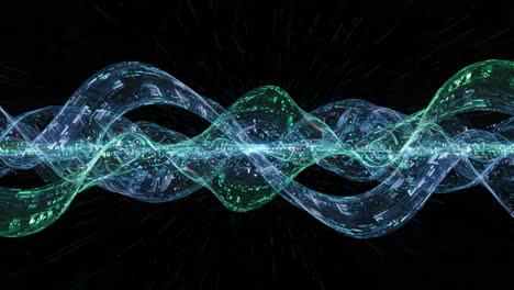 captivating representation of wavy energy patterns and digital data flow in a futuristic visual form, highlighting the intersection of technology and art