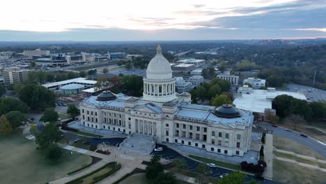 little rock arkansas aerial establishing shot of state capitol of arkansas