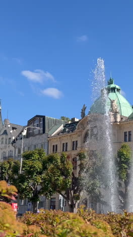 fountain in front of a building