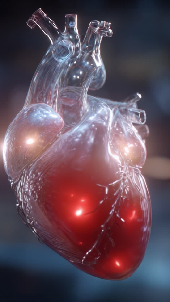 A Stunning 3D Render of a Human Heart Illustrating Vascular Structure and Fluid Dynamics, Capturing the Intricacies of Cardiovascular Anatomy in Vivid Detail