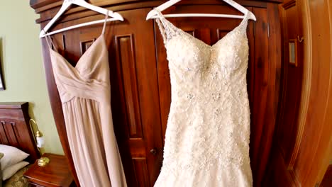 wide shot of  bride - bridemaid wedding dress