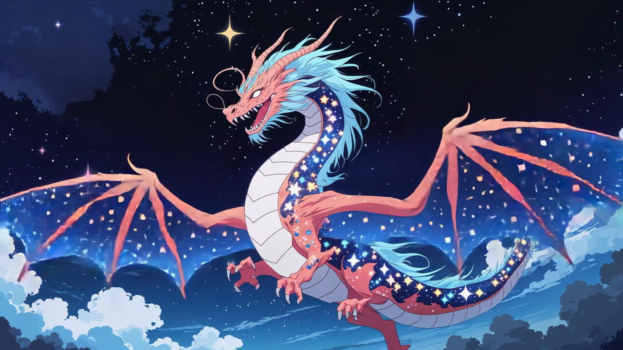 Celestial Dragon in Starry Night