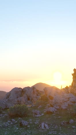 sunset over mountain peaks