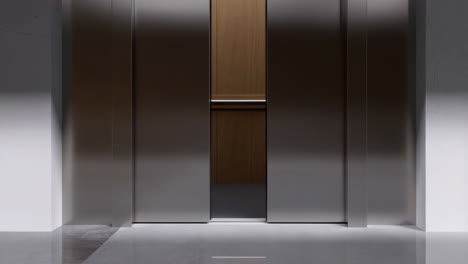 modern elevator doors with wooden interior