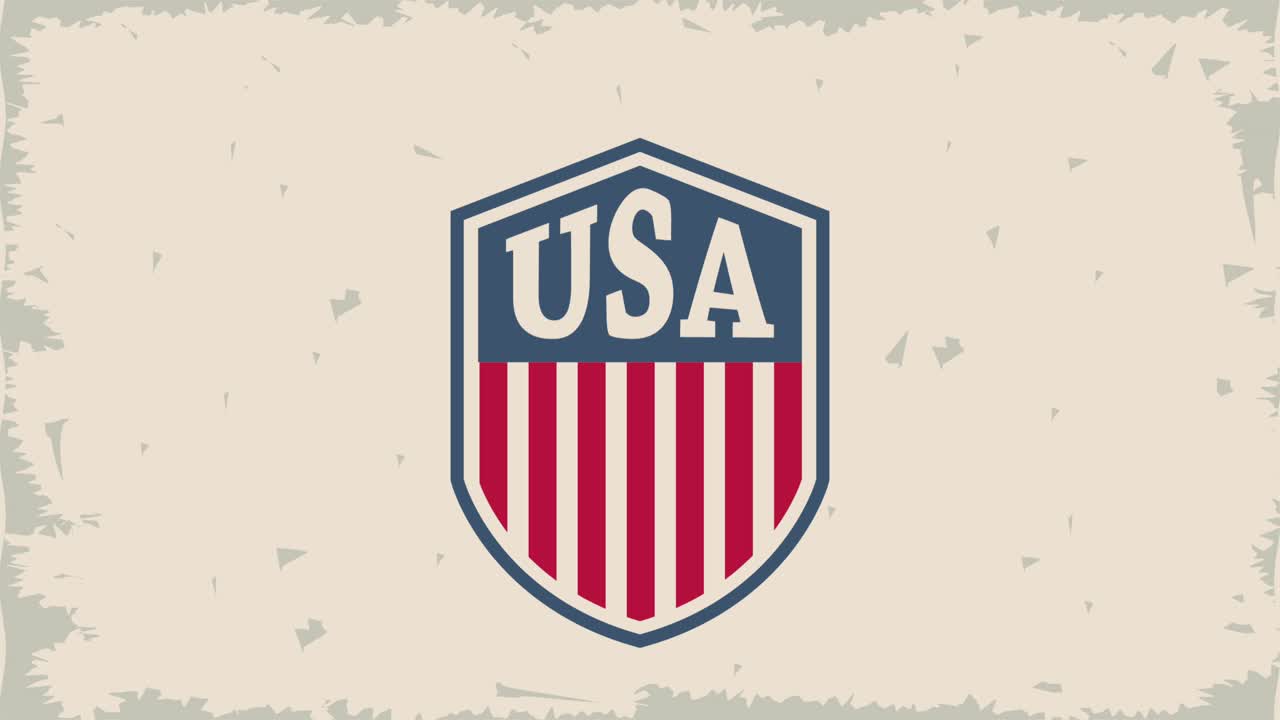 estados unidos de américa letras en animación de escudo