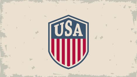 united states of america lettering in shield animation