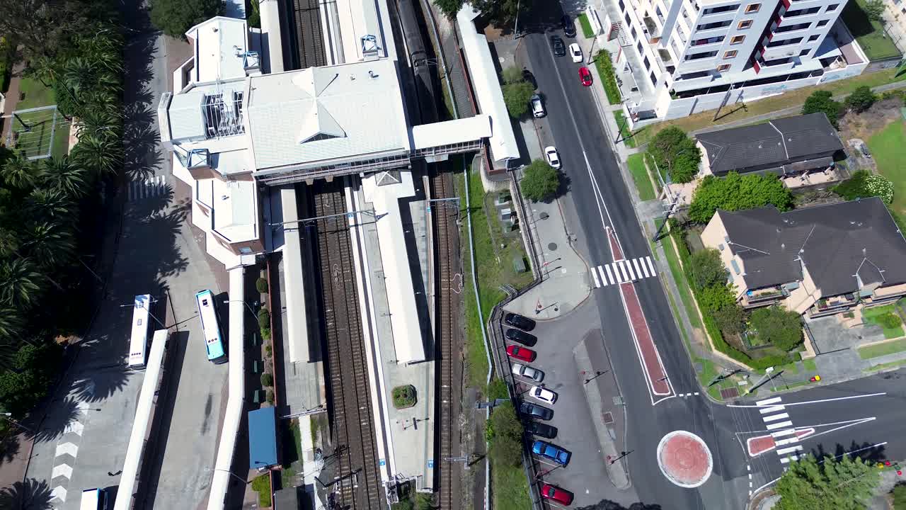 Premium stock video - Drone aerial gosford city train pulling into ...