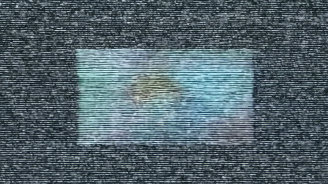 Retro Television Static with Distorted Screen and Interference