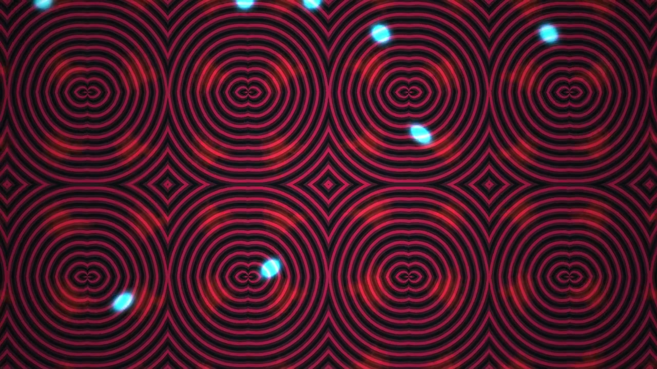 Abstract Red Geometric Pattern with Glowing Blue Light Particles