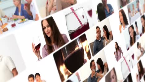 montage of couples drinking wine