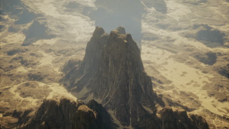dramatic mountain landscape captured in golden light at dawn
