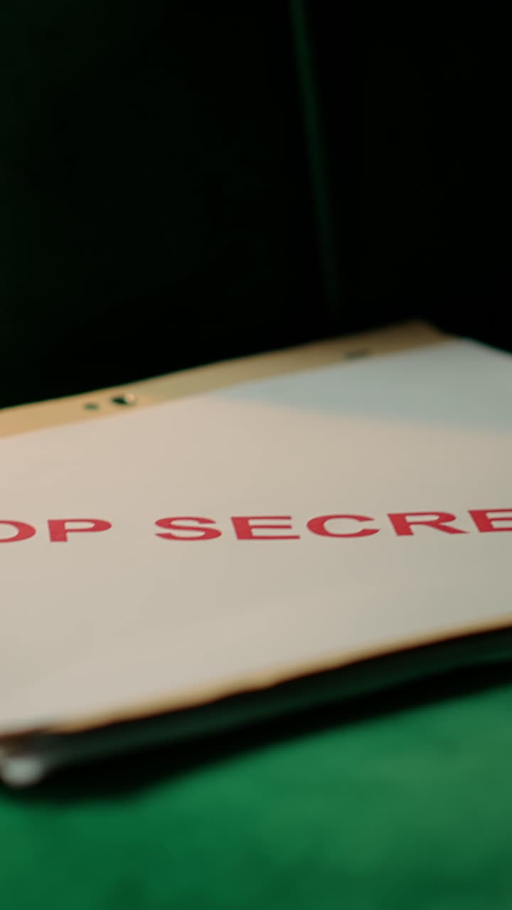 Close Up of Top Secret Document on Green Surface