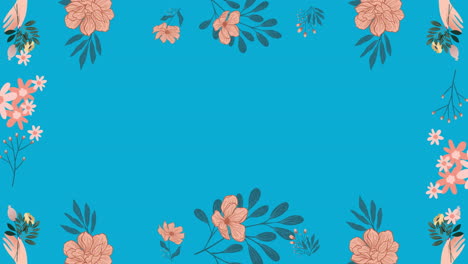 animación de flores que se mueven en movimiento hipnótico con espacio de copia en fondo azul