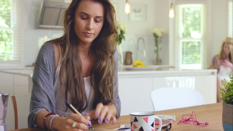 woman relaxing in kitchen