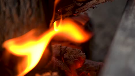 fuego de campamento en cámara lenta por la noche