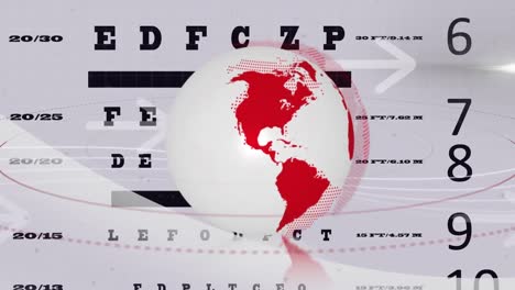 animación del procesamiento de datos sobre globo y letras