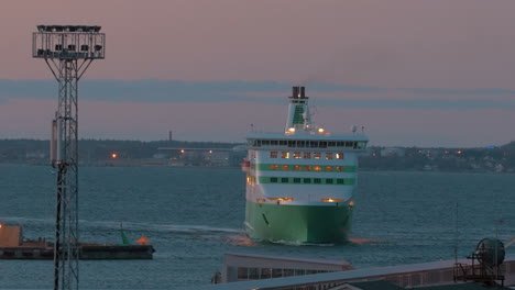 large ferry enters the port